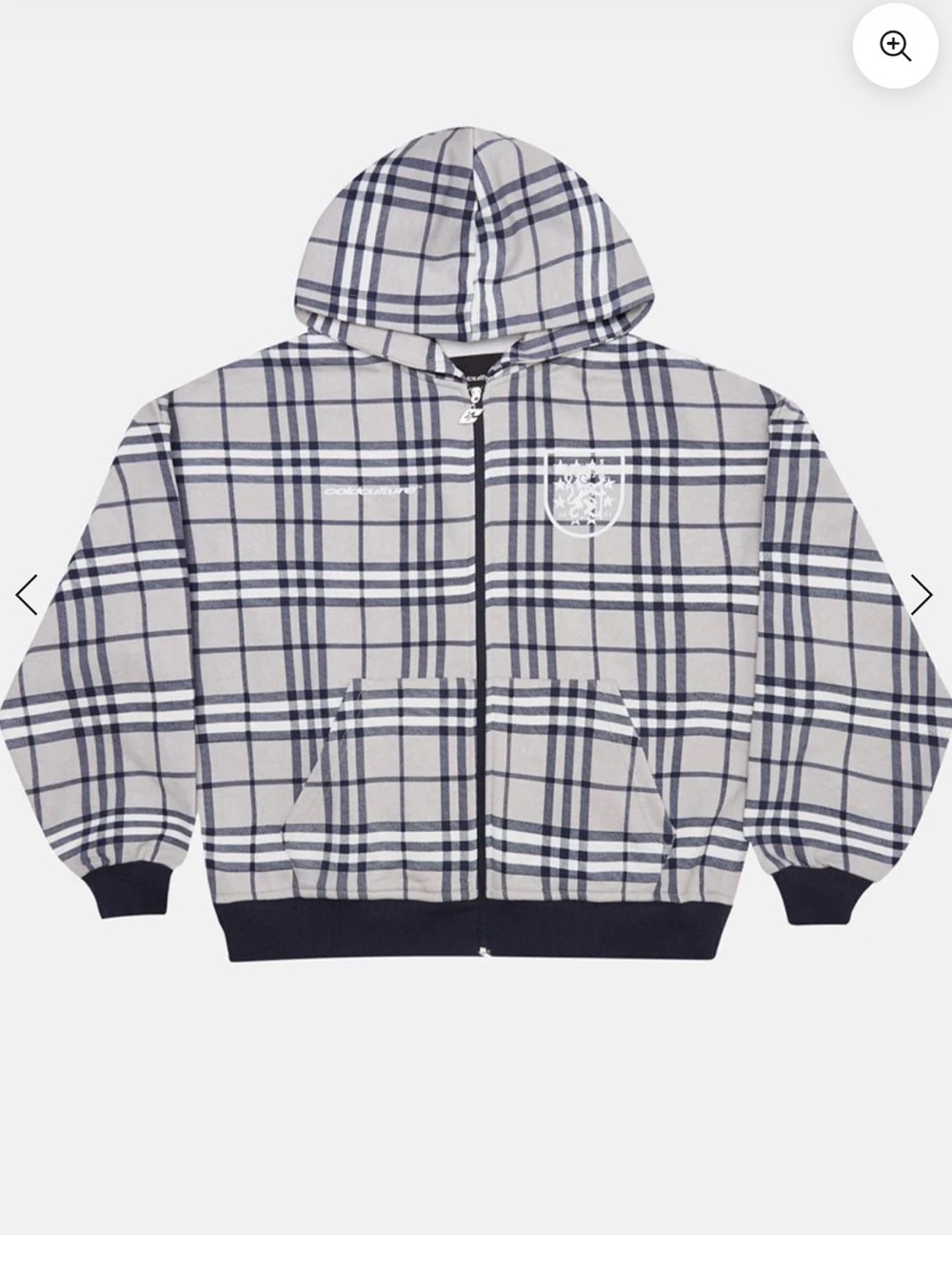 ColdCulture - GRID ZIP HOODIE TARTAN DARK BLUE/GREY